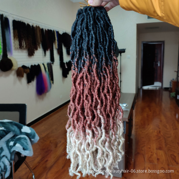 Wavy Gypsy Locs Faux locs Ombre Crochet Fiber African Roots Dreadlocs Hair Synthetic Braiding Hair Extensions for Black Wo
